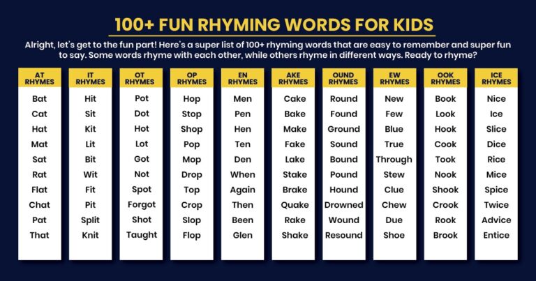 100+ Fun Rhyming Words for Kids